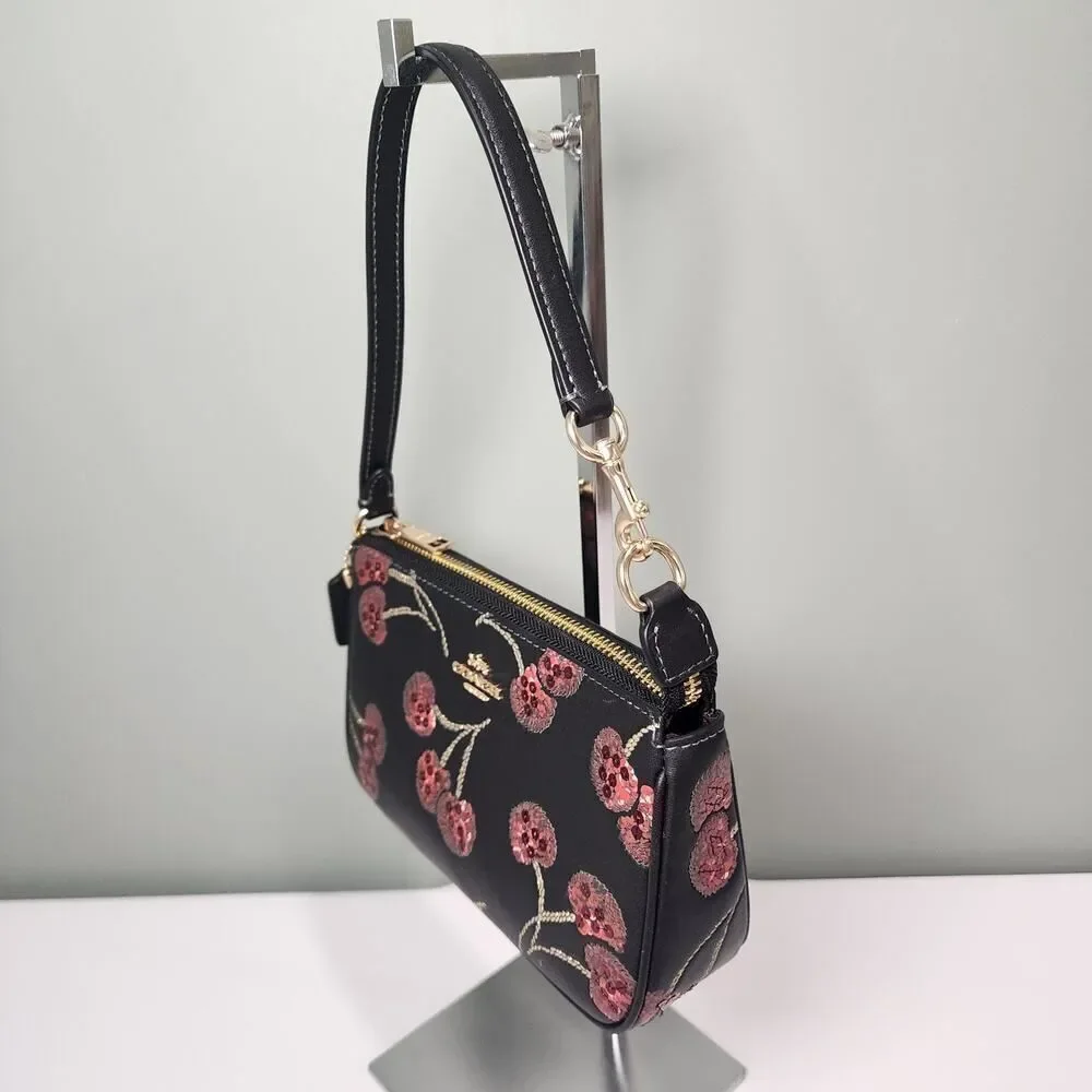 NWT COACH CCZ21 Nolita 19 With Cherry Print In Smooth Leather Gold/Black Multi